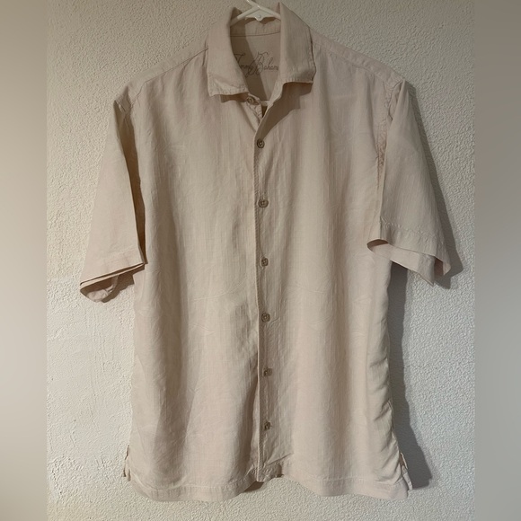 Tommy Bahama Other - Tommy Bahama Men Camp Shirt Off White 100% Silk Foliage Pattern Size Medium